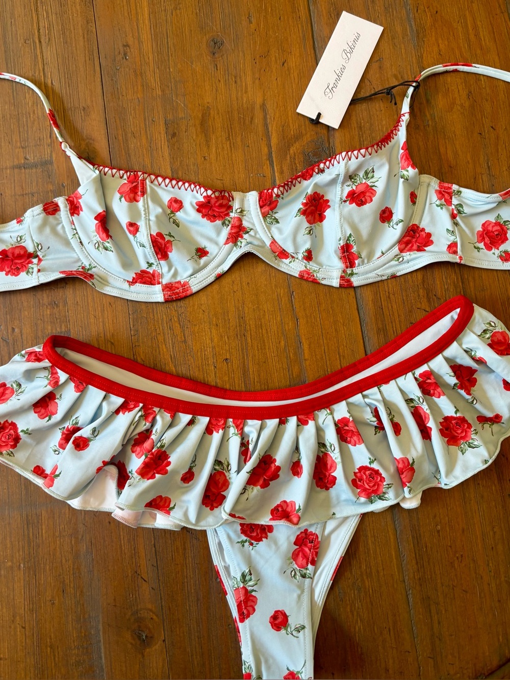 NWT Frankie’s bikinis rosewater floral bikini set